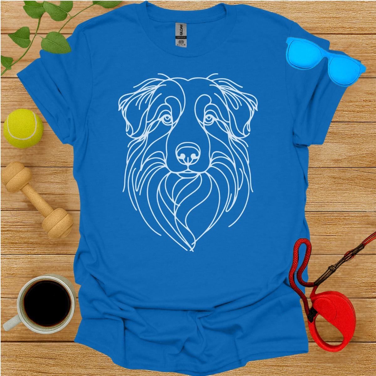 Australian Shepherd Dog Line Art Graphic Design Shirt