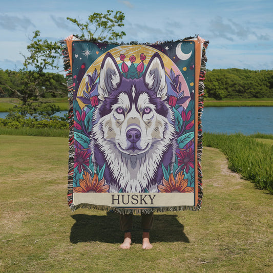Husky Tarot Card Woven Blanket-Critter Lane