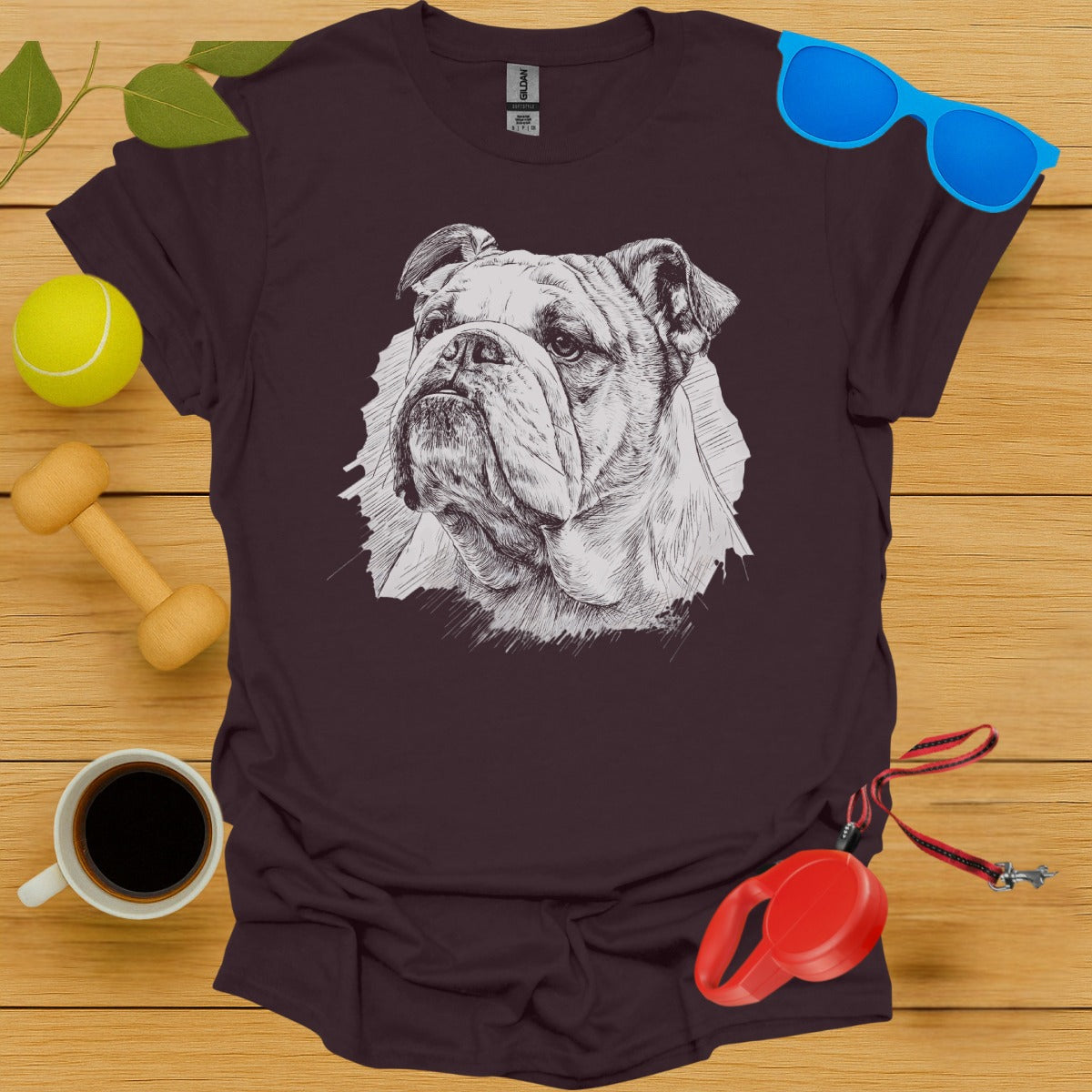 Realistic Bulldog Illustration on Graphic T-Shirt product