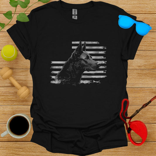 Doberman Illustration Monochrome Black T-Shirt