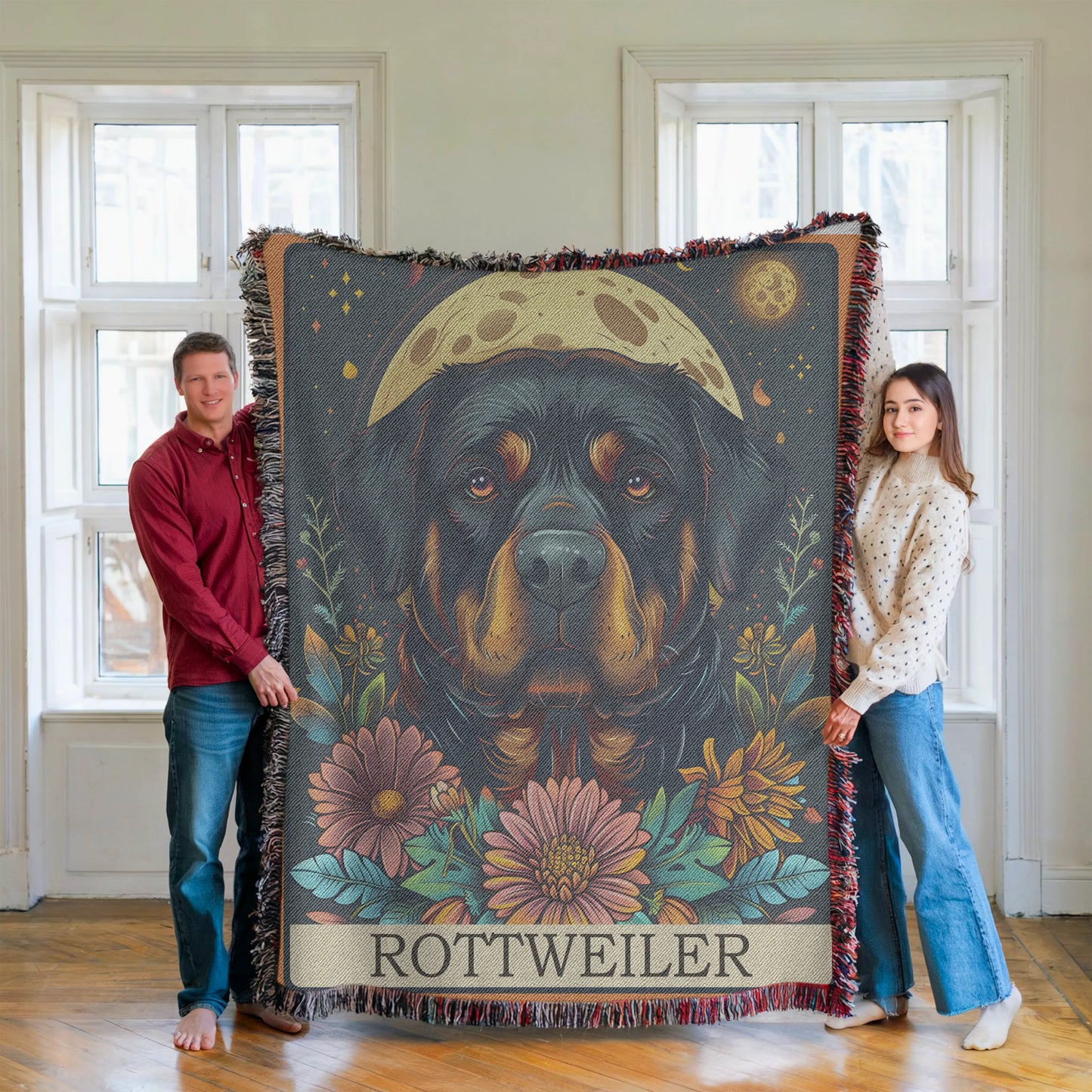 Rottweiler Tarot Woven Blanket-Critter Lane
