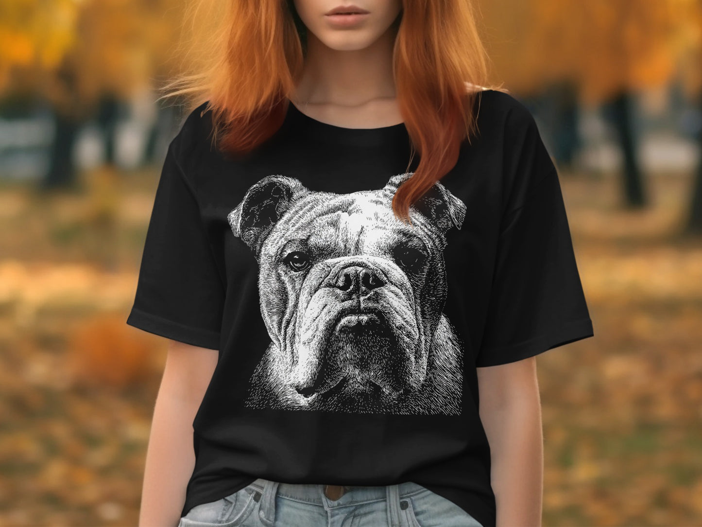 Bulldog Face Illustration Printed T-shirt product