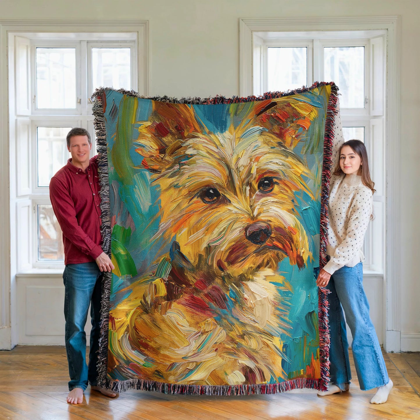 Yorkshire Terrier Starry Night Woven Blanket-Critter Lane