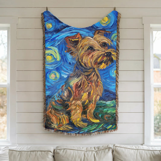 Yorkshire Terrier Starry Night Woven Blanket-Critter Lane