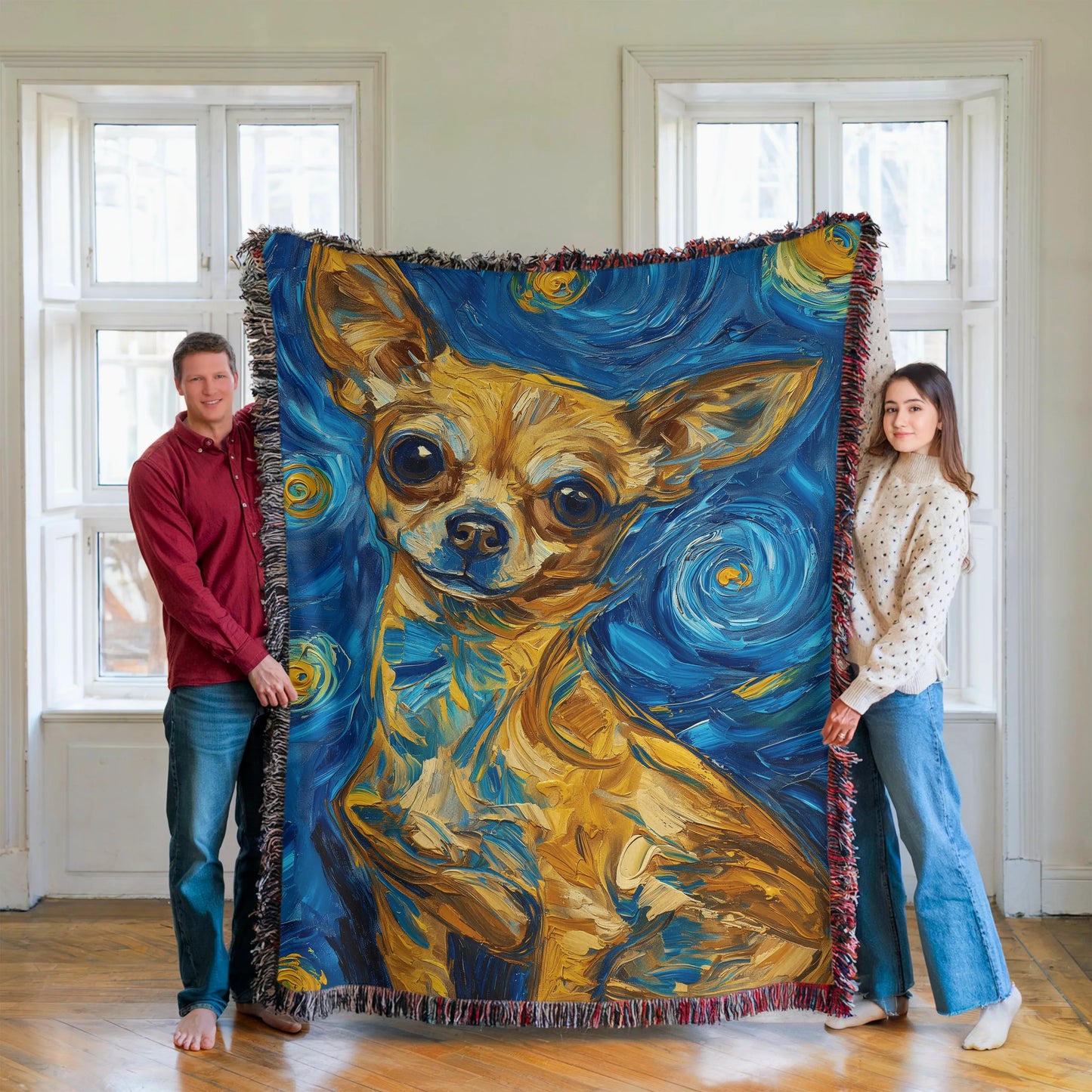 Chihuahua Starry Night Woven Blanket-Critter Lane