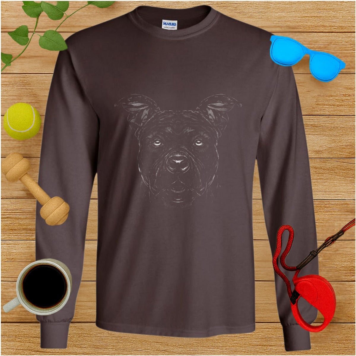 Stylish long sleeve shirt with printed dog design