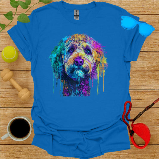 Colorful Dripping Dog Painting Print T-Shirt