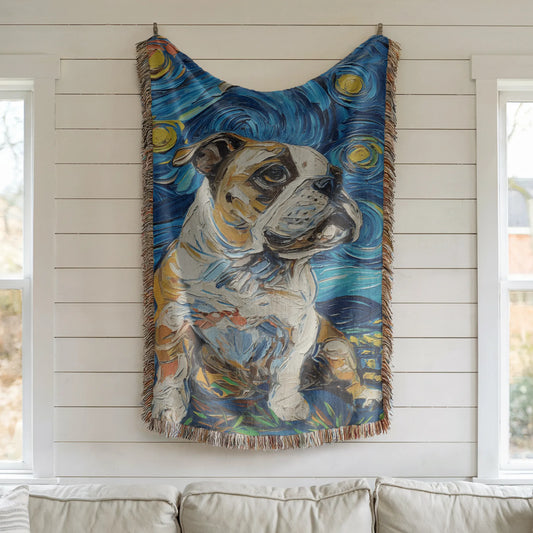 American Bulldog Starry Night Woven Blanket-Critter Lane