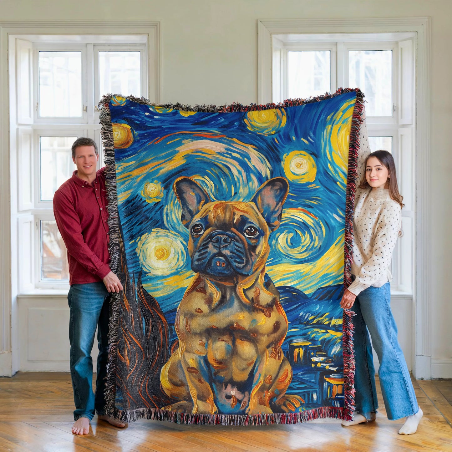 French Bulldog Starry Night Woven Blanket-Critter Lane