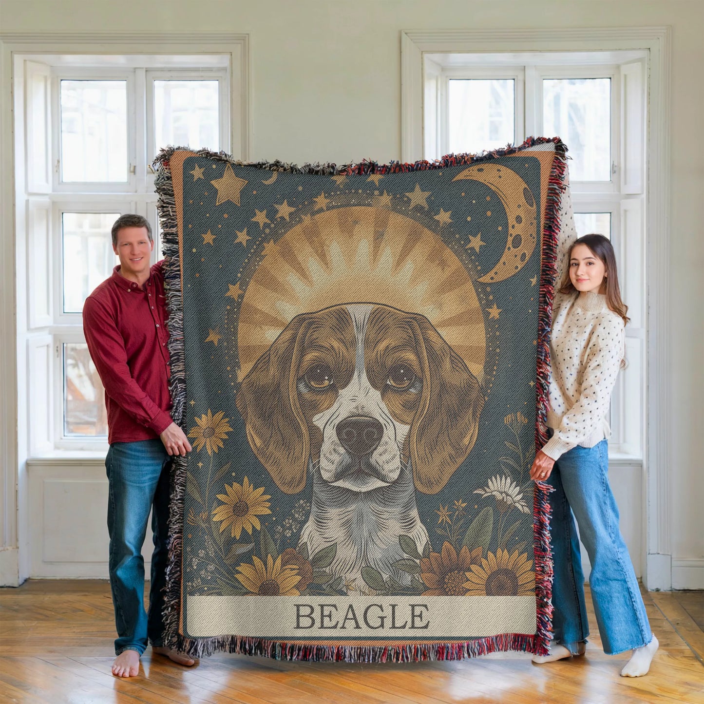 Beagle Tarot Card Woven Blanket-Critter Lane
