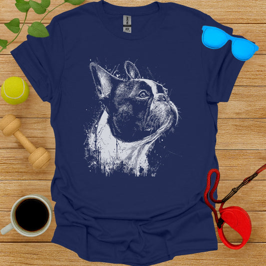 Blue T-shirt with French Bulldog Design Graphic