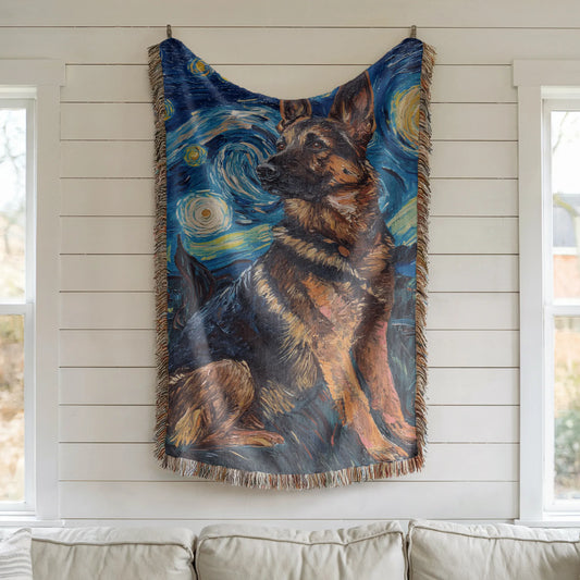 German Shepherd Van Gogh Woven Blanket-Critter Lane