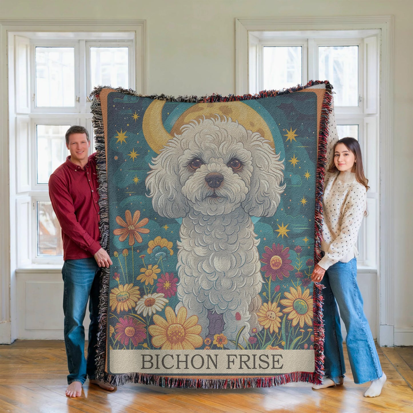 Bichon Frise Tarot Woven Blanket-Critter Lane