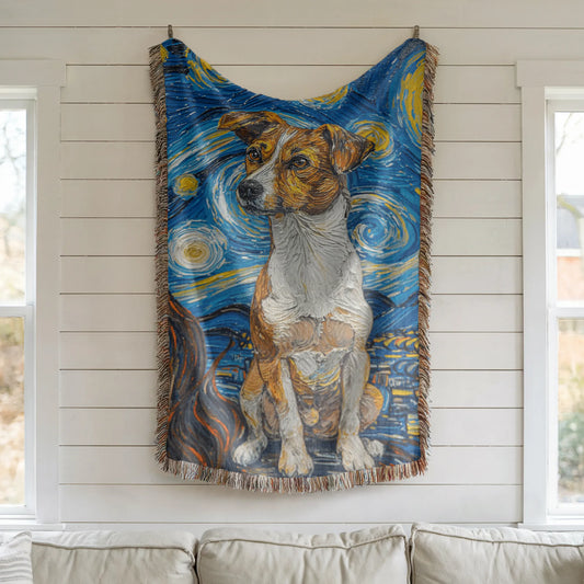 Jack Russell Starry Night Woven Blanket-Critter Lane