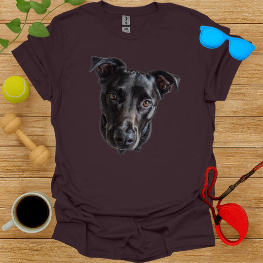 Cute Black Dog Face Graphic Print T-shirt Product
