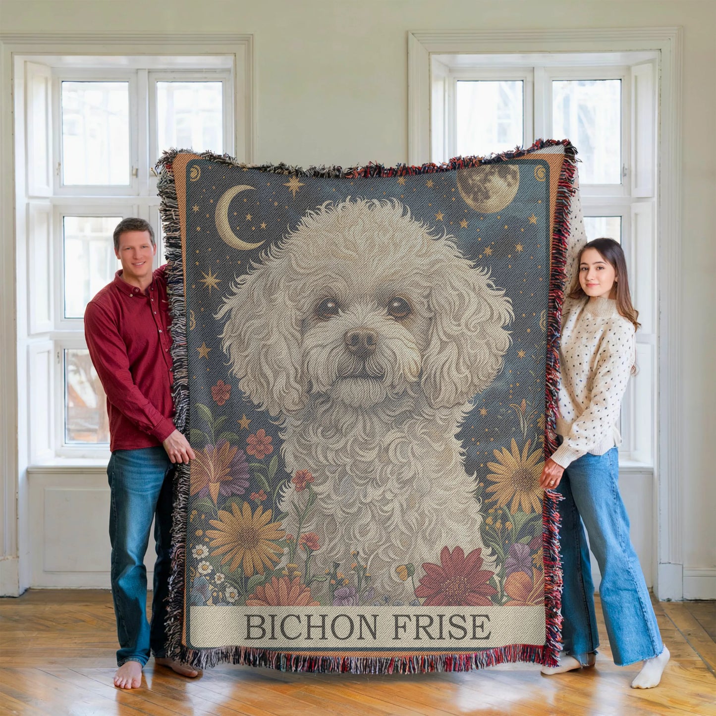 Bichon Frise Tarot Card Woven Blanket-Critter Lane