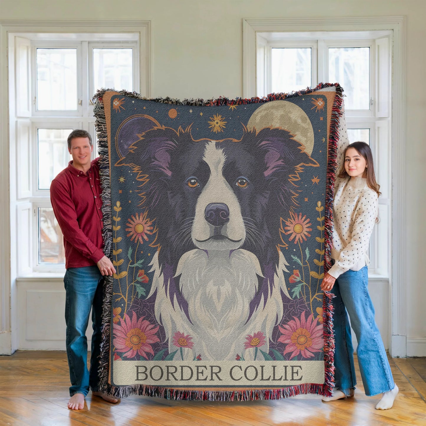 Border Collie Tarot Card Woven Blanket-Critter Lane