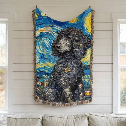 Plump Poodle Starry Night Woven Blanket-Critter Lane