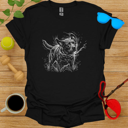 Energetic Dog Shaking Off Water Graphic Tee