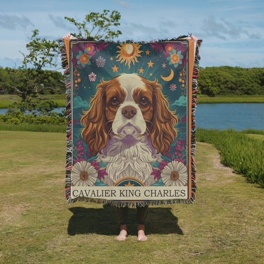Cavalier King Charles Tarot Card Woven Blanket-Critter Lane