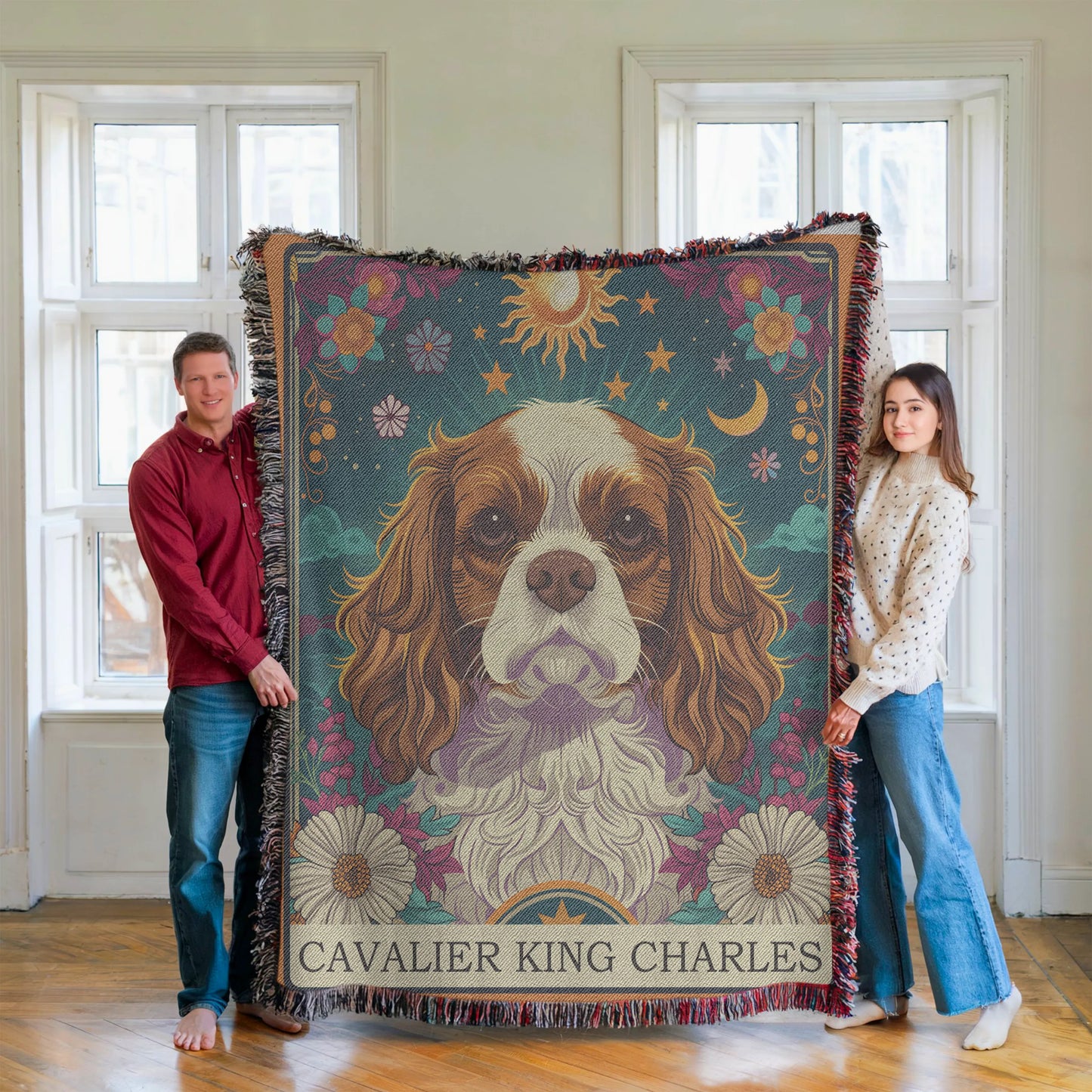 Cavalier King Charles Tarot Card Woven Blanket-Critter Lane