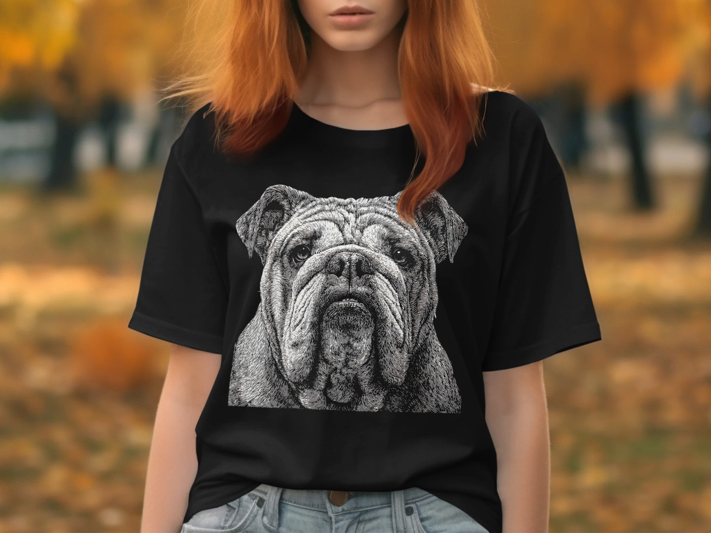 Graphic Bulldog Print Women's T-Shirt product type
