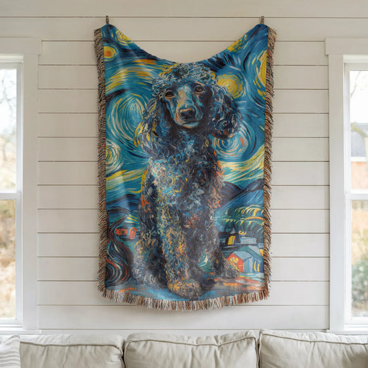 Poodle Van Gogh Woven Blanket-Critter Lane