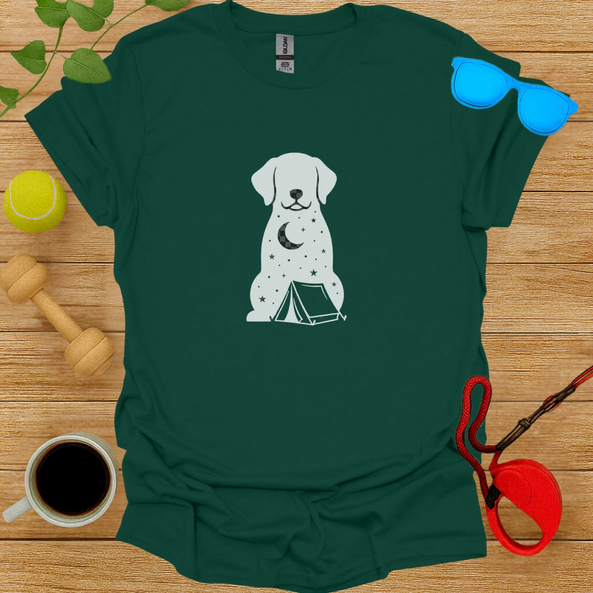 Dog Under Night Sky Graphic T-Shirt for Pet Lovers