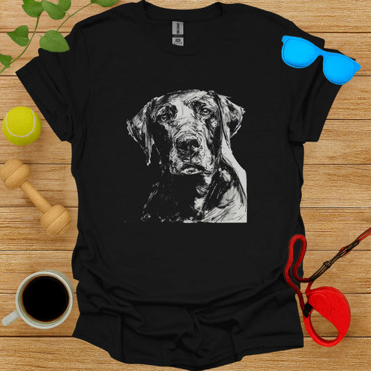 Black T-Shirt with Majestic Dog Illustration Design