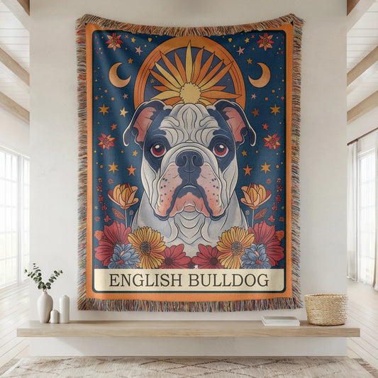 English Bulldog Tarot Card Woven Blanket-Critter Lane