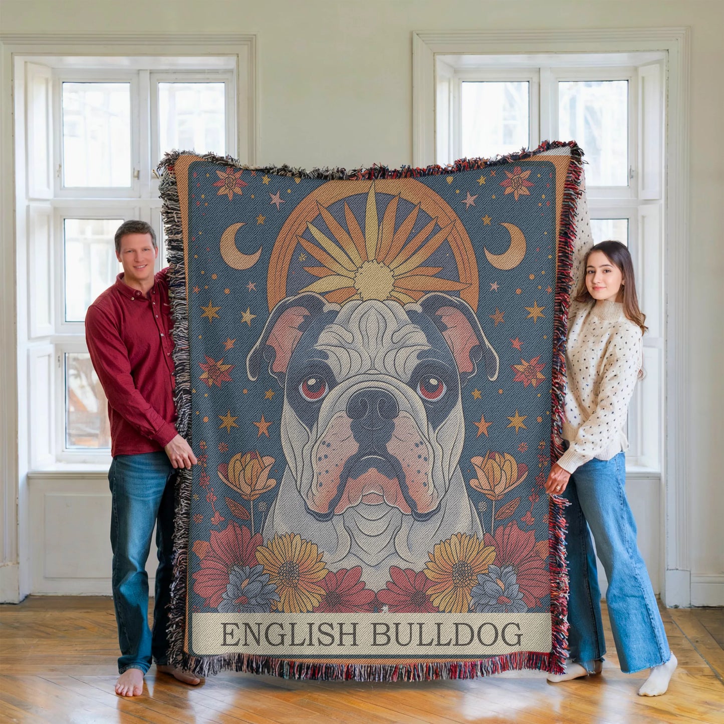 English Bulldog Tarot Card Woven Blanket-Critter Lane