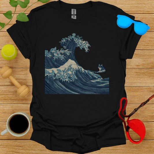 Cat Riding The Great Wave Graphic T-shirt