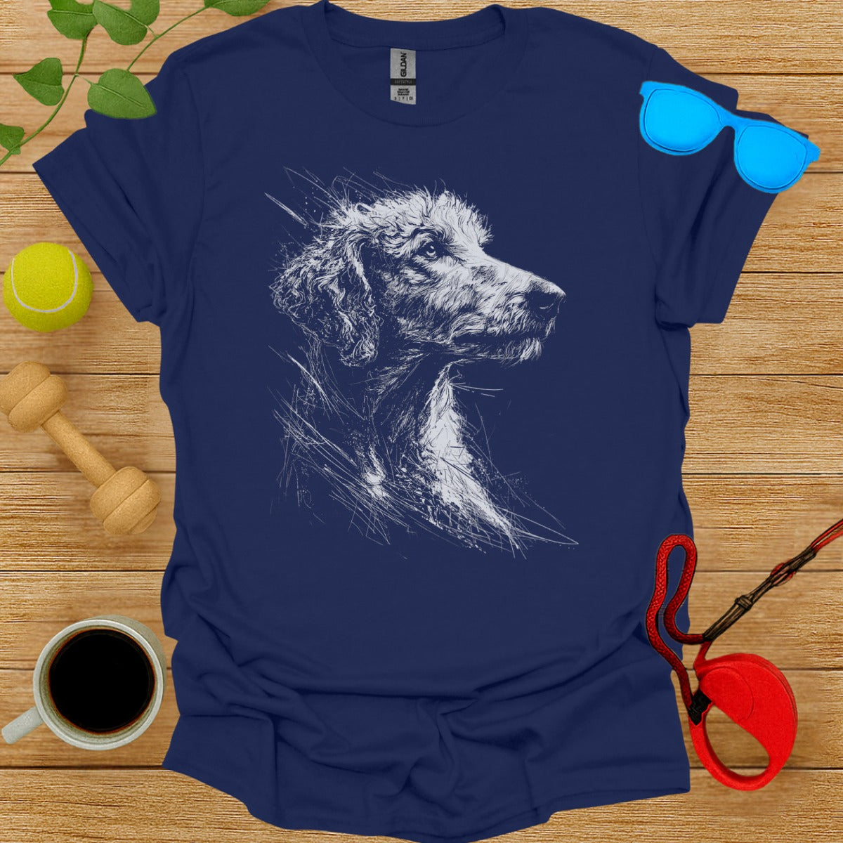 Artistic Dog Sketch Graphic Print T-shirt