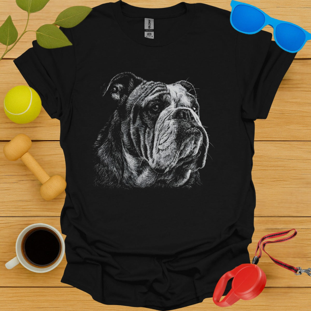 Black T-shirt with Bulldog Print Design product type