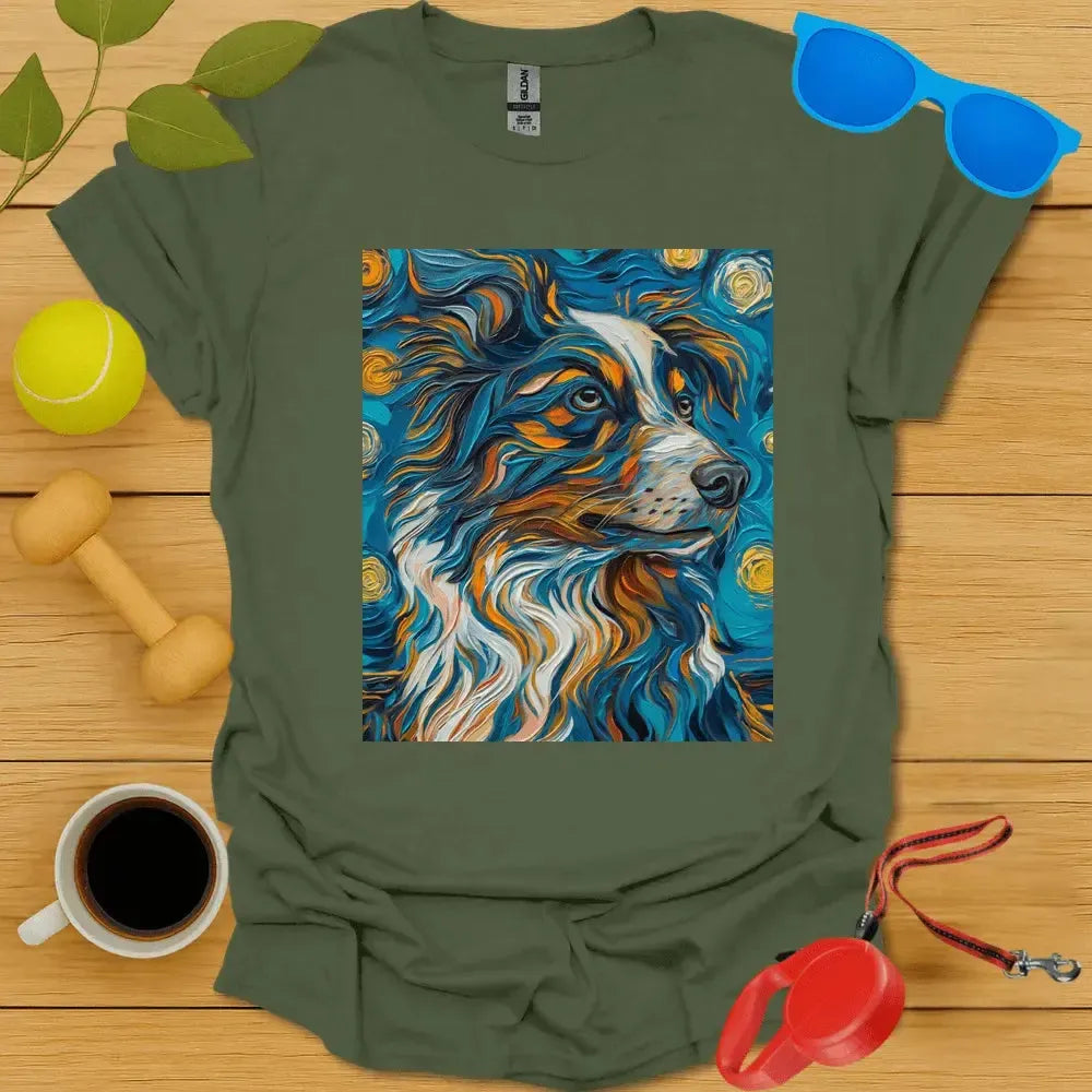 Australian Shepard Van Gogh Portrait