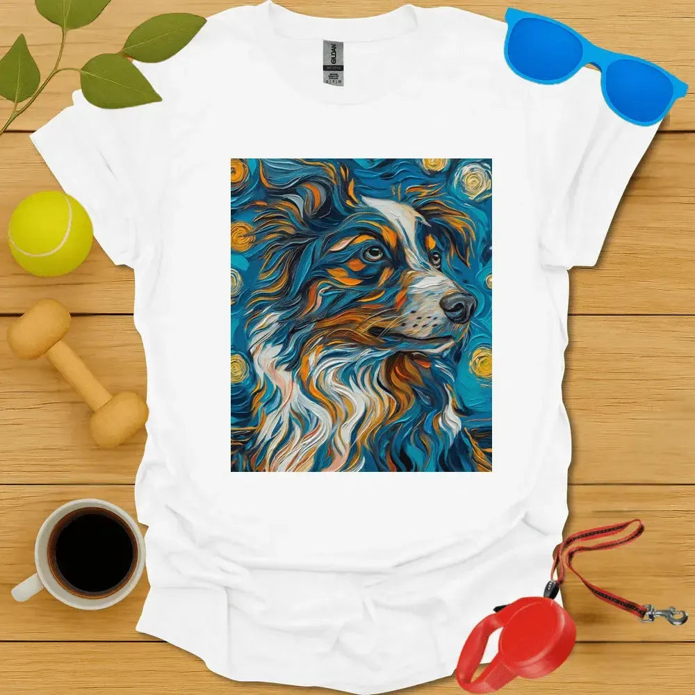 Australian Shepard Van Gogh Portrait
