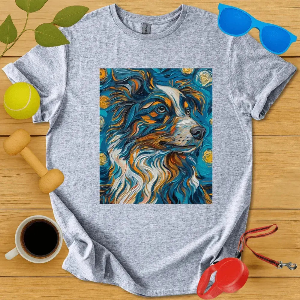 Australian Shepard Van Gogh Portrait