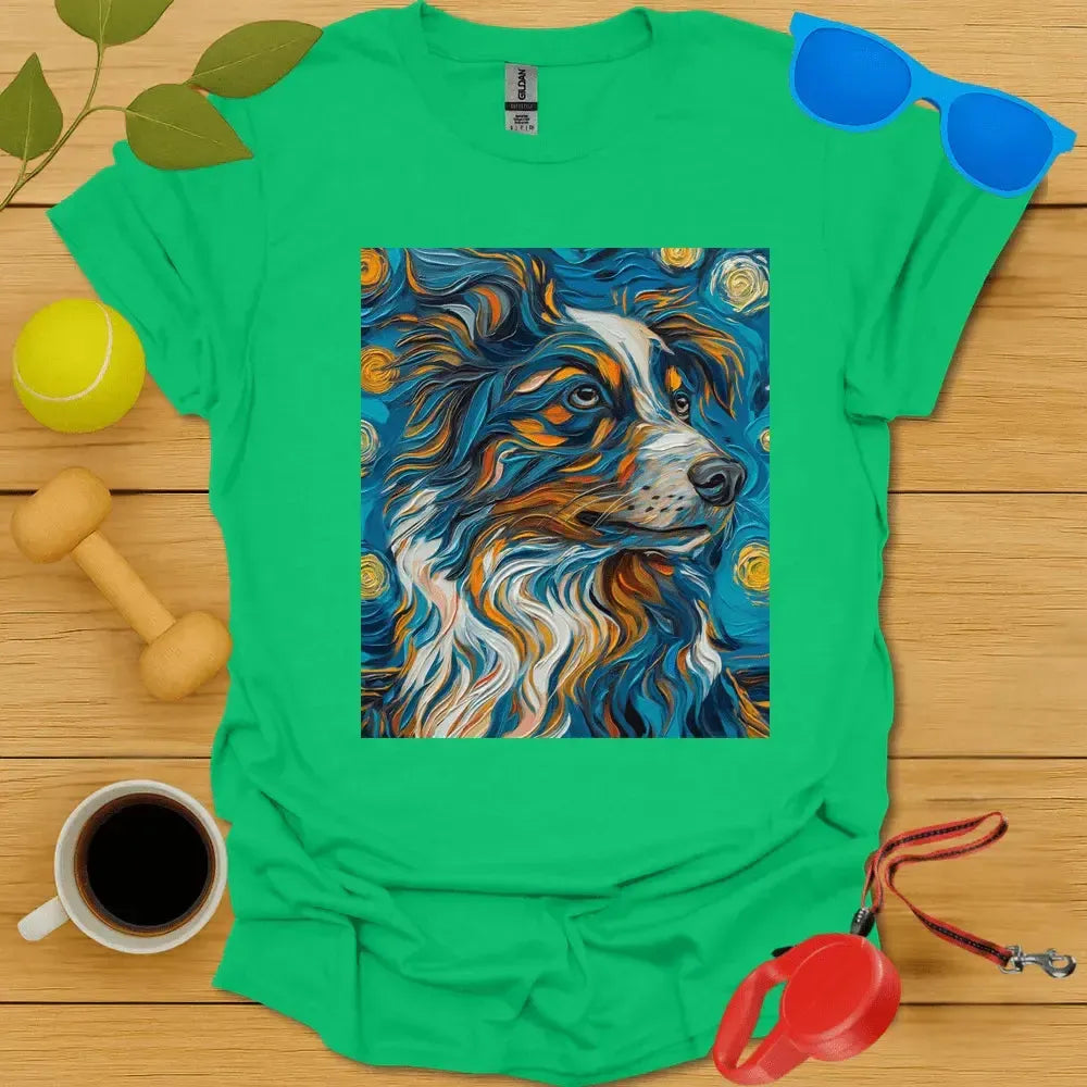 Australian Shepard Van Gogh Portrait
