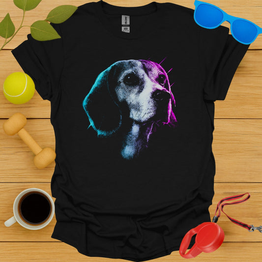 Colorful Dog Illustration on Black Tee Shirt product