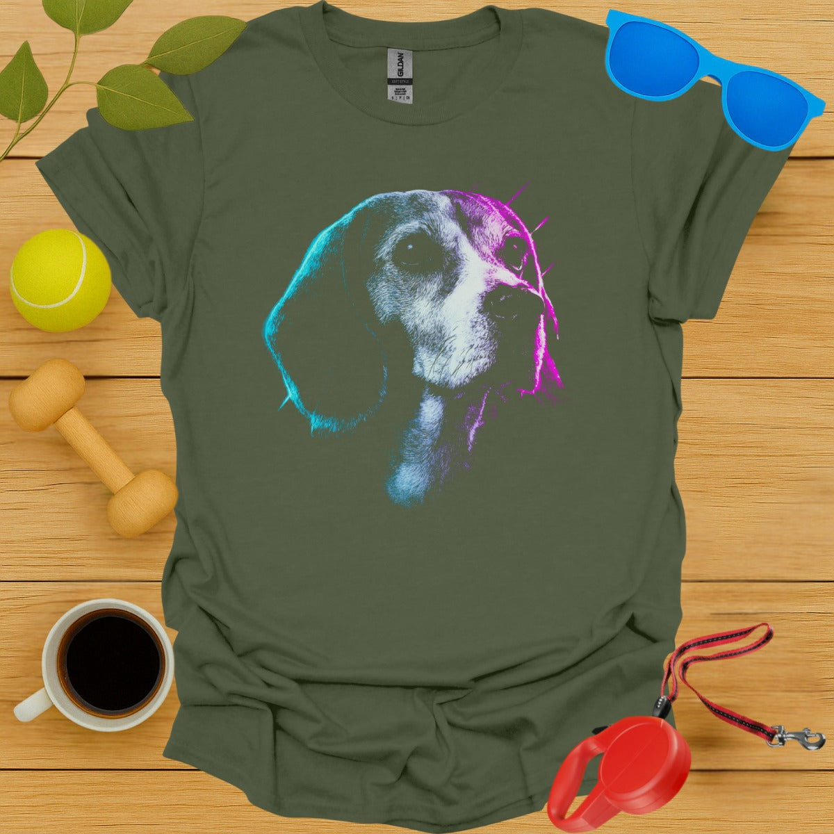 Vibrant Neon Beagle Graphic Print T-Shirt product type