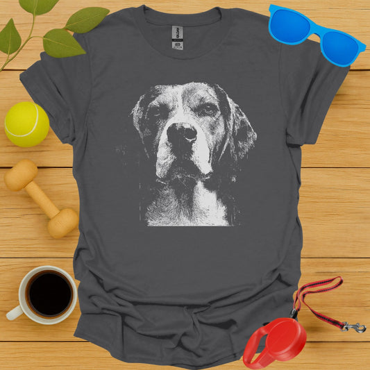 Distressed Dog Illustration on Gray T-Shirt Product Type