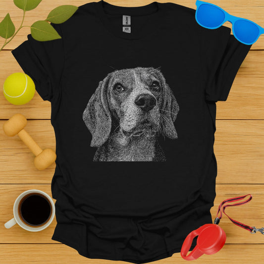 Detailed Dog Portrait on Black T Shirt product