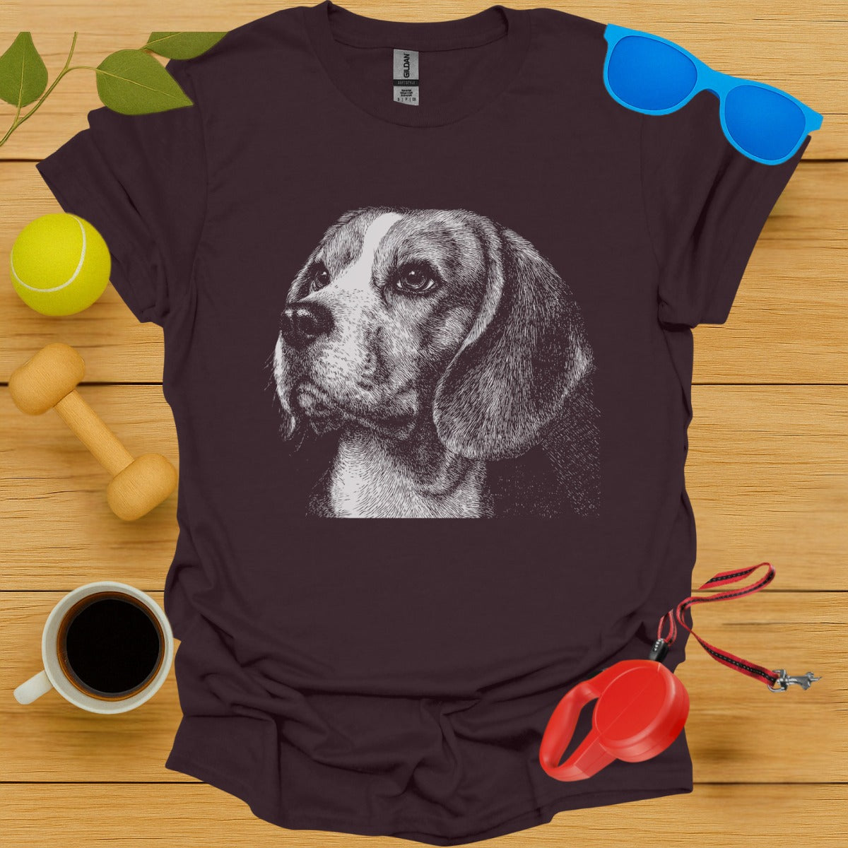 Beagle Face Sketch Art T-shirt Dog Lovers Product