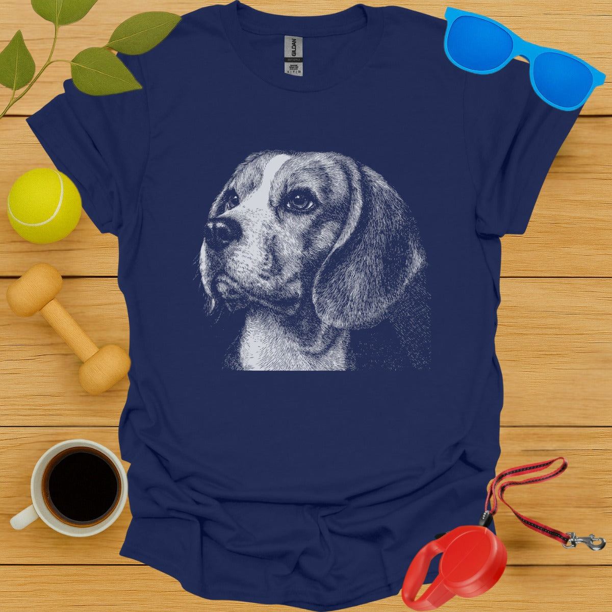 Detailed Beagle Graphic on Dark Blue T-Shirt product