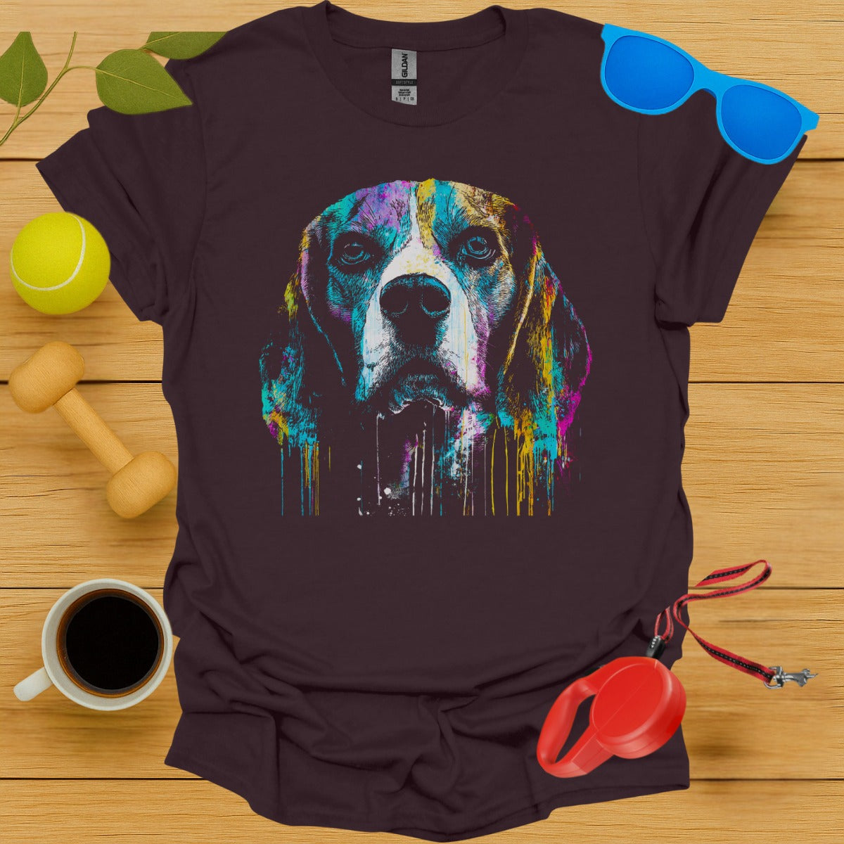 Colorful Beagle Print Design on Casual T-Shirt product type