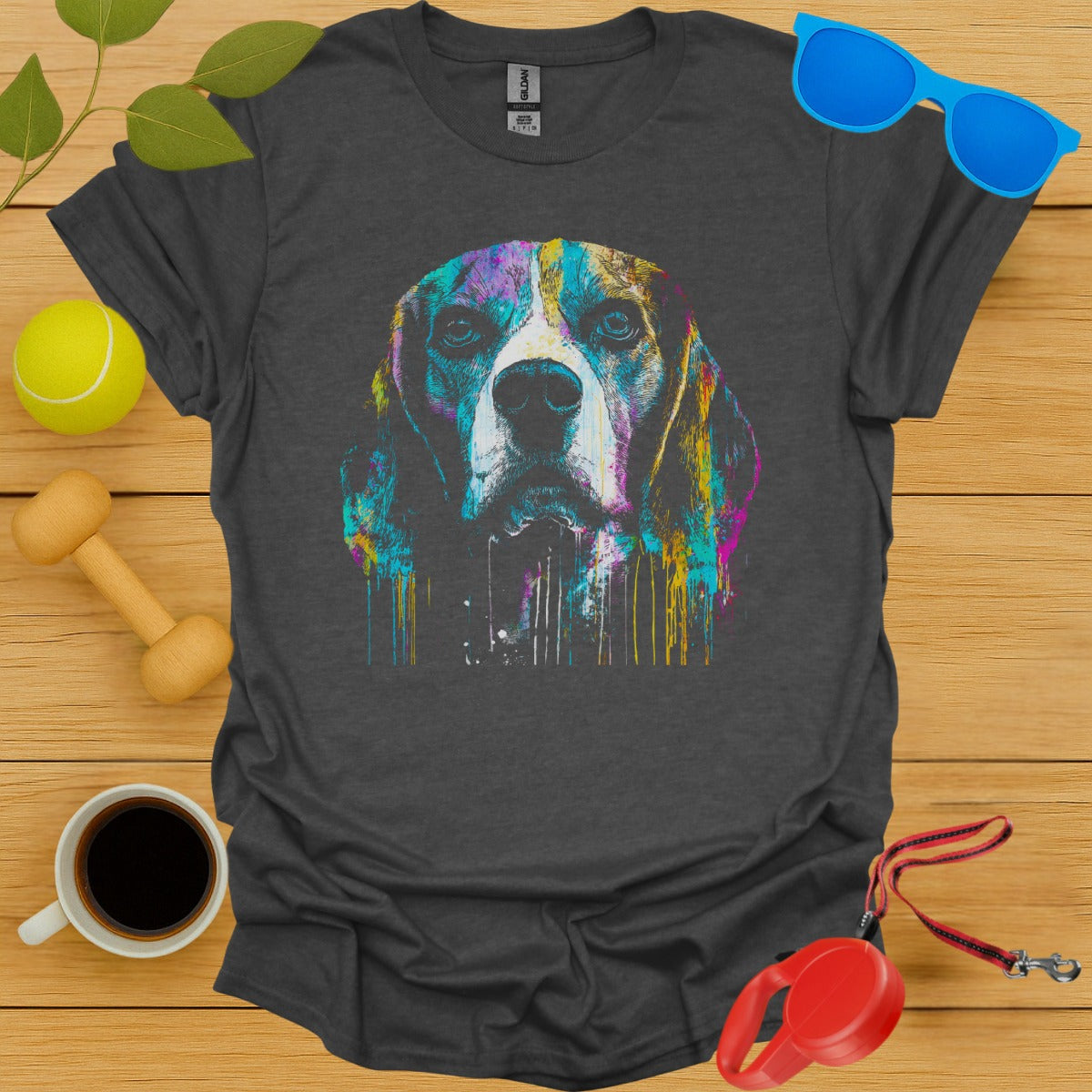 Colorful Dog Art Printed T-shirt for Casual Wear product type