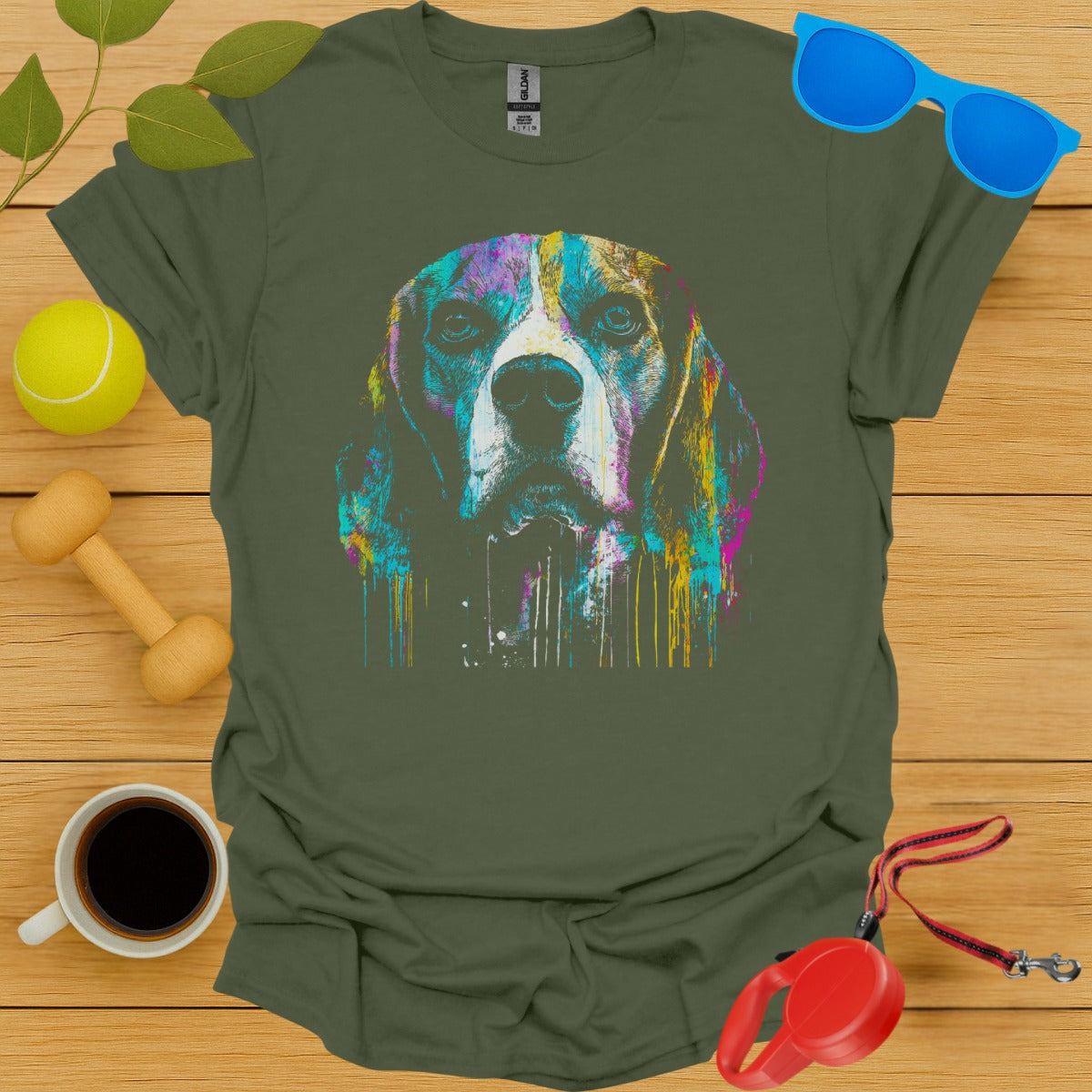 Colorful Watercolor Dog Portrait Graphic T-shirt product type