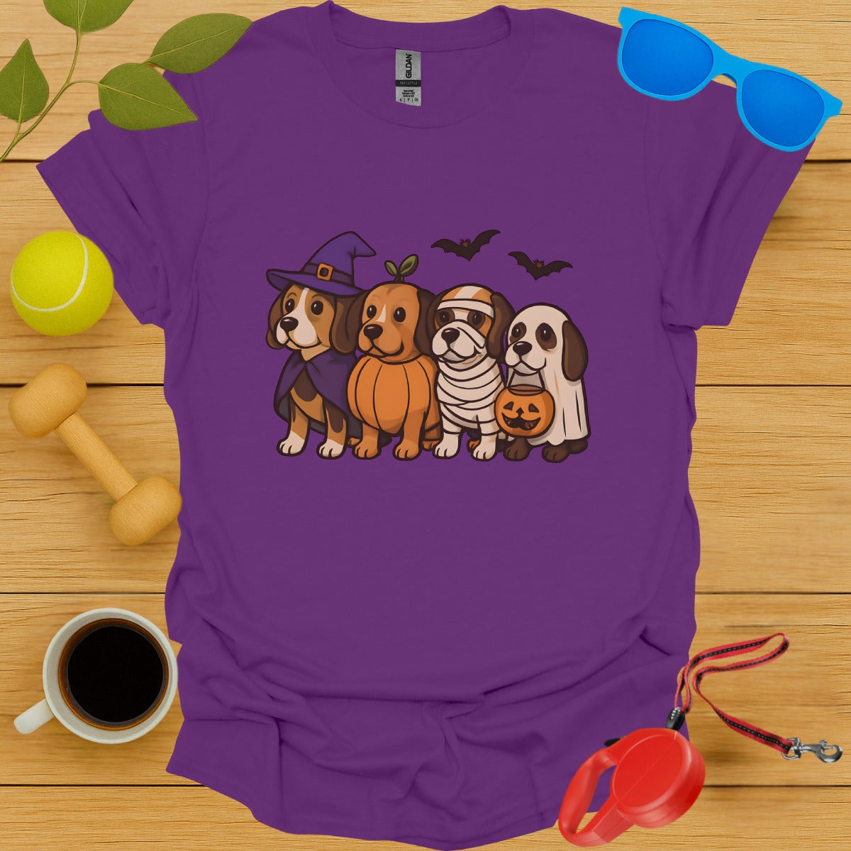 Cute Halloween Dogs Print on Purple Shirt product type