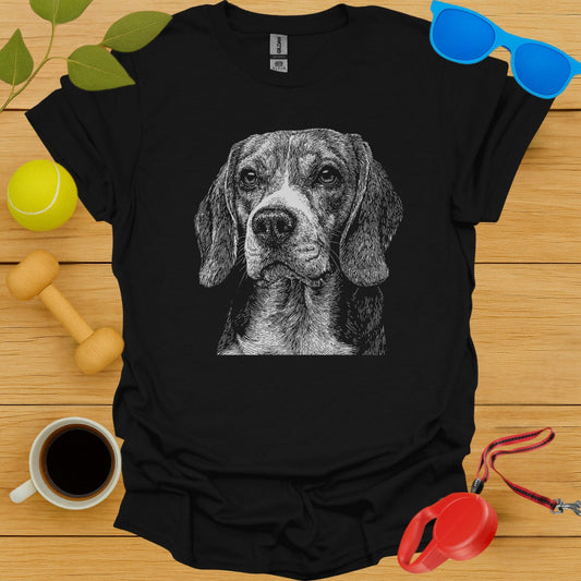 Detailed Dog Illustration on Black T-Shirt product