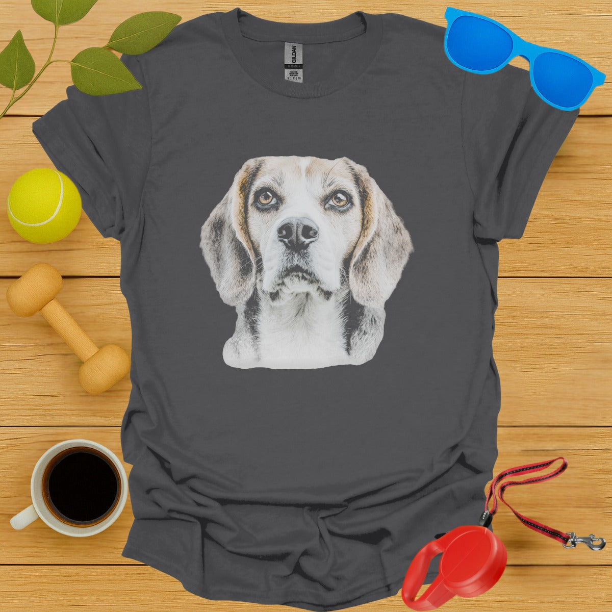 Hand-drawn Beagle Graphic Charcoal Grey T-shirt product